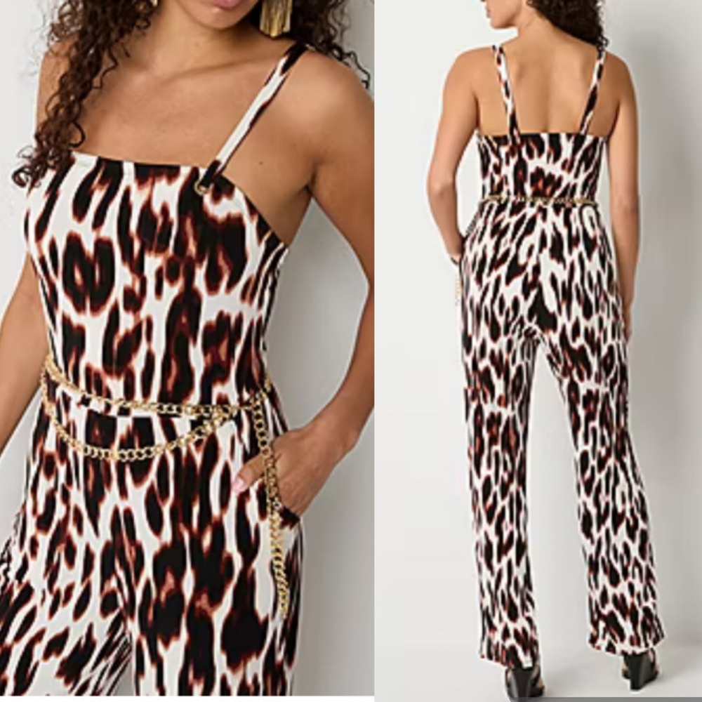 Animal Print Sleeveless Jumpsuit - Picture 4 of 11